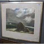 Gordon Miles (British 20th Century), 'Storm Rick', limited edition sparsely coloured etching no.