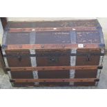 Caned canvas covered domed travelling trunk. (B.P. 24% incl.