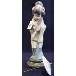Lladro porcelain figurine of a geisha girl with parasol. (B.P. 24% incl.