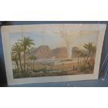 Large coloured print, dessert encampment. Unframed. (B.P. 24% incl.