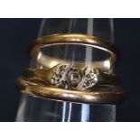 Two 9ct gold rings and a yellow metal ring. Total weight 4.1g approx. (B.P. 24% incl.