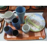 Tray of china to include; Royal Doulton Longleat house cabinet plate, Carlton Ware vases,