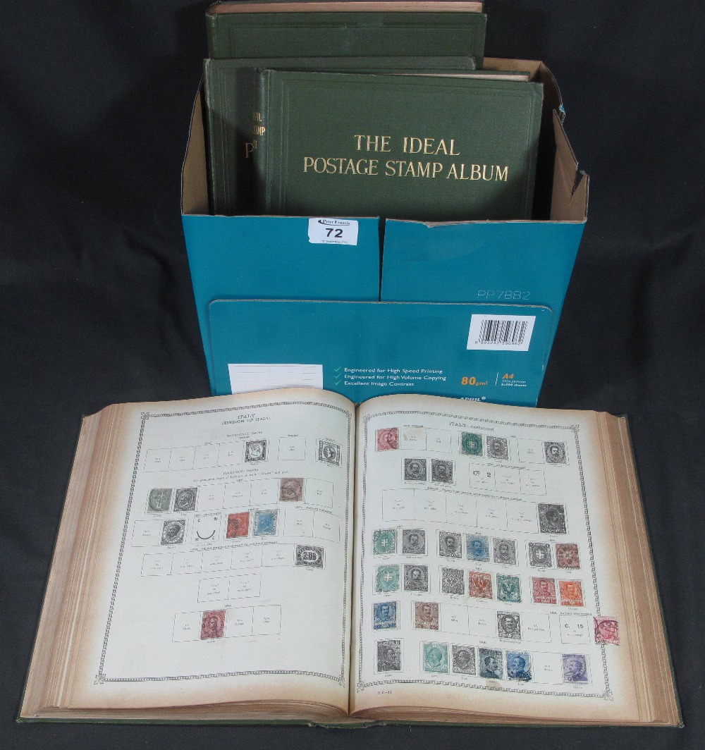 Stanley Gibbons green ideal albums (4) Vol 1 to 1914, Vol 2 foreign countries from 1915,