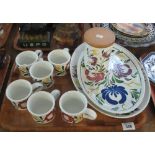 Tray of Portmeirion pottery 'Welsh Dresser' design items to include; coffee cups, canister,