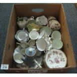Box of assorted china to include; part Shelley teaware, Wedgwood swallow teaware etc. (B.P.