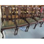 Set of four early 20th Century mahogany Queen Anne style dining chairs on cabriole legs. (B.P.