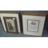 Set of five architectural etchings depicting notable castles and houses, principally in Scotland,