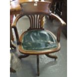 Early 20th Century directors or captains swivel office chair. (B.P. 24% incl.