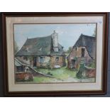 Staupin (French 20th Century), traditional Breton farm buildings, signed, watercolours.