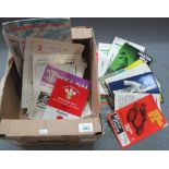 Box of assorted sporting programmes to include; Glamorgan cricket club score cards and programmes,