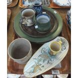 Tray of art pottery items, various to include; single handled mug,