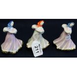 Three small continental porcelain dancing figures, Eastern European. (B.P. 24% incl.