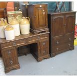 Collection of mid 20th Century old charm oak furniture to include; mirror back dressing table,