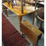 Three items of furniture to include; brass tray top folding table,