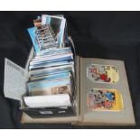 Collection of postcards in album and shoebox. Few 100s. All world. (B.P. 24% incl.