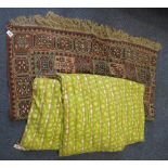 Small vintage green patterned mid Century quilt with label,