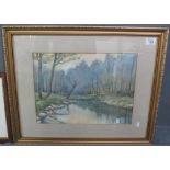 B Lewis (British 20th Century), 'By Still Waters', signed, watercolours. 32 x 42cm approx.
