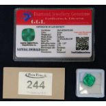 Emerald - loose with GGL certificate stating weight 8.75 carats. (B.P. 24% incl.