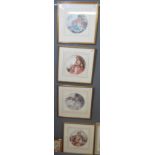 Sir William Russell Flint, a set of four female portrait studies, coloured prints,