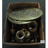 Box of assorted brassware, various. (B.P. 24% incl.
