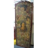 Mahogany framed three section folding clothes screen with collage of figures amongst foliage. (B.P.