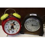 Bradley red enamelled Mickey Mouse design alarm clock,