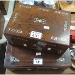 Two 19th Century rosewood and mother of pearl inlaid work boxes. (B.P. 24% incl.