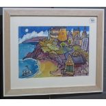 Dorian Spencer Davies (contemporary Welsh), 'Castle beach Tenby', signed, watercolours.