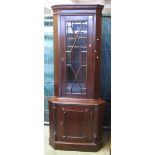 Reproduction hardwood two stage astragal glazed corner cabinet. (B.P. 24% incl.