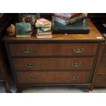 Early 20th Century walnut straight front chest of three long drawers on bracket feet. (B.P.