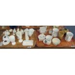 Tray of assorted items to include; shaving mugs, fairing box, Goss bowl, horn beaker,
