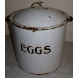 A large white enamelled lidded bin marked 'Eggs'. (B.P. 24% incl.