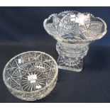 Large Bohemia hand cut lead crystal pedestal centre bowl,