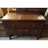 19th Century oak straight front chest of one long drawer and arrangement of three other drawers