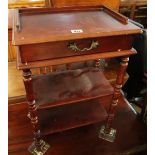 Reproduction mahogany single drawer whatnot. (B.P. 24% incl.