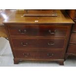 Edwardian mahogany inlaid straight front chest of three drawers on bracket feet. (B.P. 24% incl.