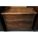 19th Century flame mahogany serpentine chest of three long drawers. (B.P. 24% incl.