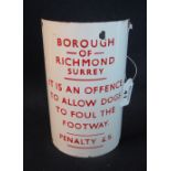 A small vintage enamelled warning sign probably from a lamp post 'Borough of Richmond Surrey,