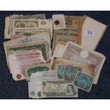 Collection of GB and foreign bank notes, various.