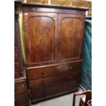 19th Century mahogany press cupboard,