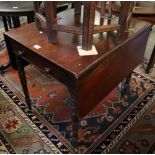 Victorian mahogany Pembroke table on ring turned legs and casters. (B.P. 24% incl.