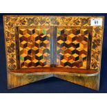 19th century inlaid tunbridge ware book stand with geometric and floral decoration. (B.P. 24% incl.