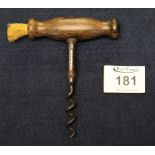 19th Century corkscrew with steel helix marked G.