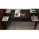 1950's/60's tile top coffee table decorated with musical instruments. (B.P. 24% incl.