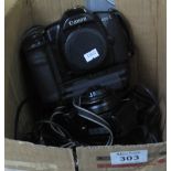 Box of cameras to include a Canon G1X, Canon EOS-1, Canon EOS600 etc. (B.P. 24% incl.