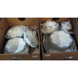 Two boxes of early 20th century Grindley Staffordshire blue and white dinnerware. (B.P. 24% incl.