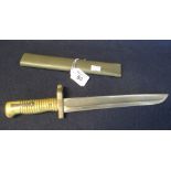 19th Century 1871 patent brass hilted bayonet with shortened blade and scabbard. (B.P. 24% incl.