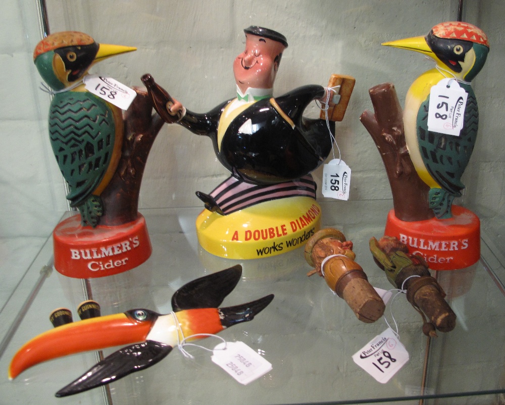 Collection of brewerania and advertising to include; a pair of plastic Bulmer's cider woodpeckers,