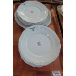 Set of 12 German porcelain Hutschenreuther side plates with monogram and German Swastika and eagle,