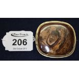 A large Victorian specimen brooch of agate in yellow metal frame. (B.P. 24% incl.